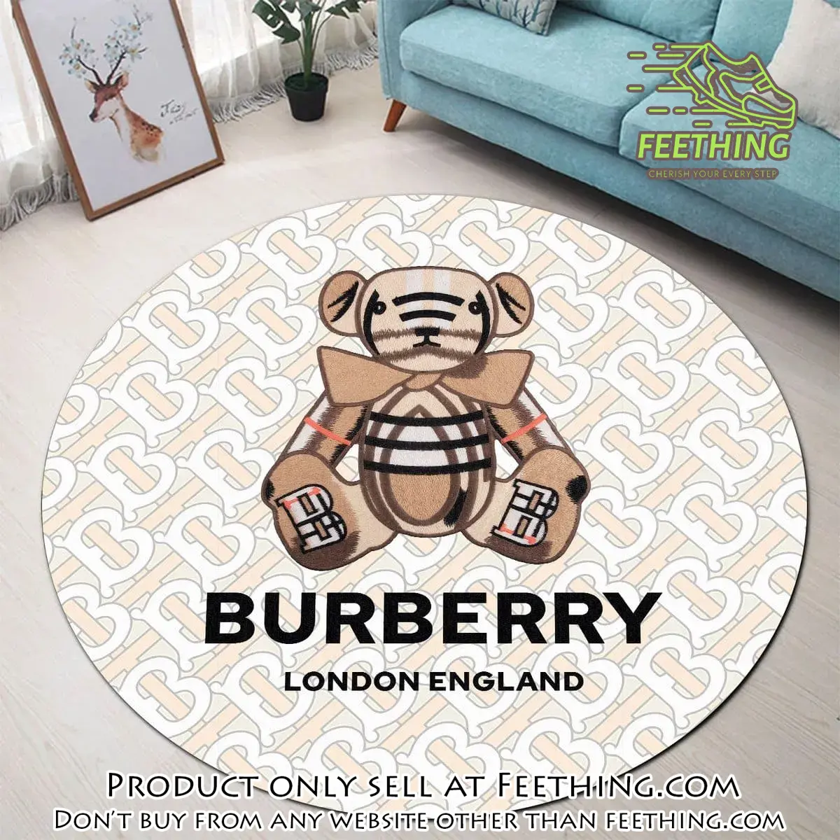 Burberry bear london england luxury brand fashion round rug carpet home decor special gift ft4406024